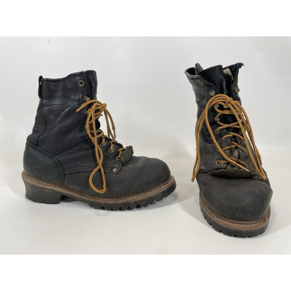 Guide Gear G.G. Sawtooth Logger 663155 Leather Boots Men's Size 8 D Black Kiltie